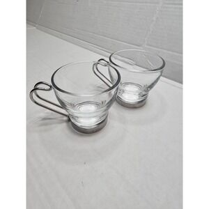 Vitrosax Italy Clear Glass Stainless Handles Coffee Tea Cup Cappuccino Kitchen 2